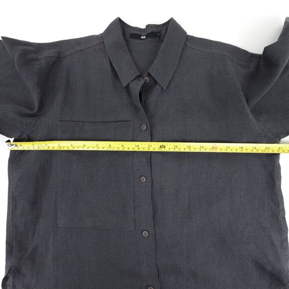 JARBO Big Pocket Linen Button Front Shirt Boyfriend Minimal Lagenlook Resort - Picture 3 of 7